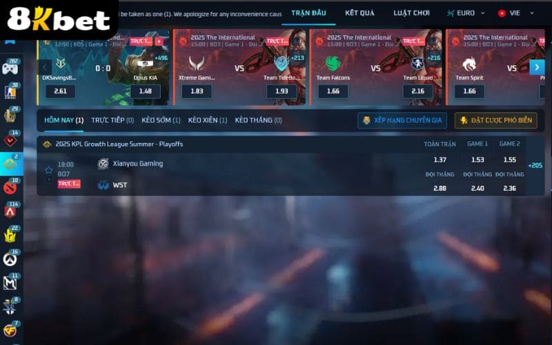 Cá cược Vương Giả Vinh Diệu tại Esports 8KBET có nhiều cửa đặt cược hấp dẫn Cá cược Vương Giả Vinh Diệu tại Esports 8KBET có nhiều cửa đặt cược hấp dẫn